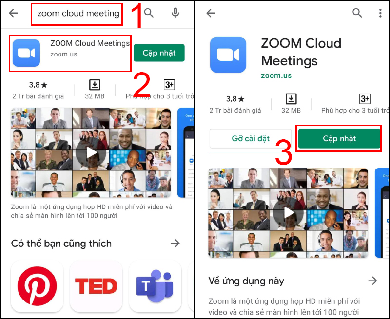 C&aacute;ch cập nhật Zoom Meeting tr&ecirc;n điện thoại